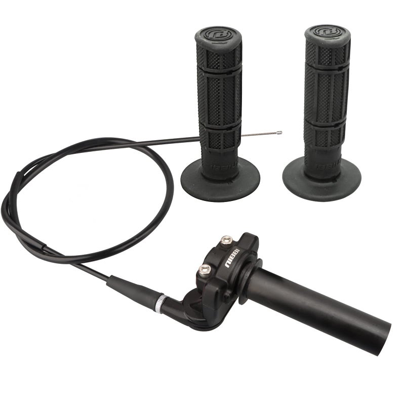 NIBBI Twists Throttle Assembly Dirt Bike Grips with Throttle Cable and Handlebar Grip for SSR125 Pit Bike  22mm Motorcycle Throttle Assembly(Black) - Image 1